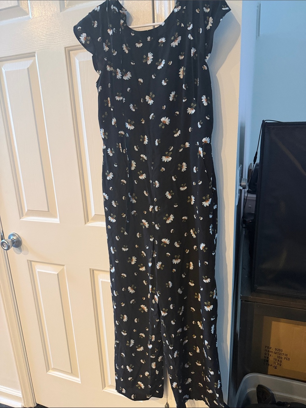 LOFT Black Maxi Dress with White Daisy Print